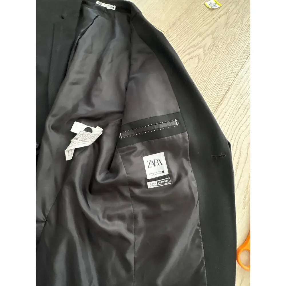 Zara Cool Comfort Black Suit Jacket 42R Slim Blazer Men’s EUR 52